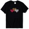Camiseta romántica para pareja 2022 Día de San Valentín manga corta en stock tres estampado a cuadros estampado de leopardo estampado de corazón cuello redondo top de verano