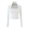 Venta al por mayor Otoño 2026 Nuevo Conjunto de Top Blanco de Manga Larga para Mujer Estilo Europeo y Americano + Falda de Encaje 9915