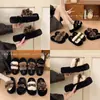 Pantuflas de Piel Suave Rayadas de Suela Plana 2026 Accesorios de Correa de Cuero Soporte de Suela Gruesa Para Niñas Compras en Casa Casual Pantuflas de Algodón