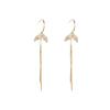 S925 agulha de prata temperamento simples micro incrustado com brincos de borla longos de rabo de peixe de diamante completo um nicho multi-desgaste brincos de alto sentido