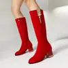 Botas Altas de Gamuza para Mujer Tallas 34-43, Tallas Grandes Transfronterizas, Suela de Goma, Antideslizantes, Cremallera Lateral, Botas Versátiles para Mujer