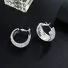 Brincos circulares de várias fileiras com cravação de strass e diamantes completos, joia de orelha E655, direto da fábrica