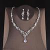 Colar Brincos de Zircônia para Noiva Transfronteiriços Conjunto de Duas Peças Acessórios para Vestido de Casamento Feminino Comércio Exterior Transfronteiriço Europa e Estados Unidos Primeira Joia