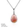 Pingente de Cristal Natural em Forma de Gota d'Água Transfronteiriço com Corrente de Clavícula de Cobre Cravejada de Diamantes, Colar de Cristal de Ametista Natural em Forma de Gota d'Água