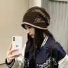 Gorro de tricô jacquard estilo coreano para outono e inverno, nova moda feminina, caimento solto, afina o rosto, gorro pullover moderno
