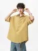 Camisa de Manga Corta a Cuadros Color-Block "Limón Fresco" para Hombres y Mujeres, Camisa Juvenil Estilo Miu de Verano, Camiseta Holgada de Moda