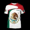 Comércio Exterior Transfronteiriço Mais Vendido Camisa do México Estampa Digital 3D Malha Respirável Camiseta Masculina de Manga Curta Atacado do Fabricante