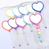 Espejo de Maquillaje de Mano con Forma de Corazón DIY Espejo con Perlas Portátil Espejo de Maquillaje de un Solo Lado Espejo de Maquillaje de Corazón de Plástico Venta al por Mayor