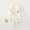 Mameluco Acolchado de Dibujos Animados para Recién Nacido, Mono Cálido Sin Costuras para Bebé, Ropa Térmica Ajustada Clase A para Bebé de Primavera y Otoño