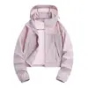 Roupa Curta com Capuz de Novo Estilo para Proteção Solar Feminina, Anti-UV, Leve, Respirável, Jaqueta de Proteção Solar, Roupa de Proteção Solar de Seda Gelada para Ciclismo ao Ar Livre