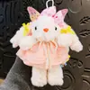 Chaveiro de Pelúcia Criativo de Desenho Animado Vestido de Princesa Coelho de Orelha Longa Feminino Fofo Menina Coelho Pingente de Bolsa Coração Pequeno Presente