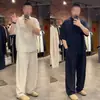 Diseño Estilo Old MoneyNueva Moda de Verano para Hombres: Conjunto Moderno, Sencillo, Genial y Transpirable de Camisa y Pantalones Casuales