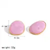 Set de aretes, anillos y joyería de resina colorida transfronterizo, diseño de nicho con sensación de alta gama, aretes de acero inoxidable dorado de 18k para mujer