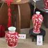 Nuevo Jarrón de Cerámica Pastel Estilo Chino, Recipiente de Porcelana Azul y Blanca para Arreglo Floral, para Entrada de Sala de Estar, Decoración de Escritorio para el Hogar, Jarrón de Flores de Peonía
