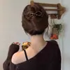 Presilha de Cabelo Twist com Laço de Leopardo Retro Sensação de Alto Padrão Grampo de Cabelo para Parte de Trás da Cabeça Acessórios de Cabelo Feminino Elegante Grampo de Cabelo de Uma Letra