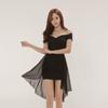 Vestido de cola de milano ajustado sexy de verano 2024 estilo coreano con costuras de chifón y hombros descubiertos para mujer