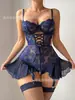 Comércio Exterior Transfronteiriço Europeu e Americano Mais Vendido Sexy Renda Vazada Lingerie Conjunto de Renda Vermelha Apaixonado Atacado de Fábrica