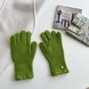 Exportação macio glutinoso cor sólida renda lã luvas femininas inverno quente malha cinco dedos tela sensível ao toque luvas femininas inverno