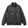 Otoño 2026 Nueva Chaqueta para Hombre Tie-Dye PU Cuello Alto Chaqueta de Cuero Estilo Americano para Pareja Chaqueta de Hombre de Moda
