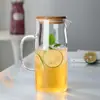 Tetera Transparente Recta de Vidrio de Borosilicato Alto con Asa Lateral, Gran Capacidad, Resistente al Calor, Jarra Doméstica para Agua Fría