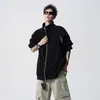 Suéter Cardigan Cinza Americano Masculino Inverno Moda Nacional Bordado Forrado com Lã Casaco de Casal Jaqueta Casual Vintage com Gola