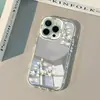 Funda de Teléfono Magnolia Espejo para iPhone 18 Funda Crema Apple 17 Pro Max Linda Funda Protectora Anticaídas 16