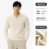 Nuevo suéter polo de punto gofrado para hombre 2026, con media cremallera, cuello y manga larga, top de punto casual para otoño e invierno