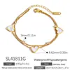 Pulseira de Aço Titânio Yuhui Transfronteiriça Coração Incrustado com Madrepérola Branca com Diamantes Banhada a Ouro Real Estilo Empilhável Camada Dupla Pulseira de Aço Inoxidável Pulseira