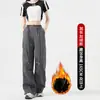 Pantalones de Trabajo con Velcro y Forro de Polar para Mujer, Novedad Primavera 2026, Cintura Alta, Holgados tipo Jogger, Pantalones Deportivos Casuales de Pierna Ancha