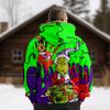 2024 Novo Transfronteiriço Monstro Grinch de Pelúcia Verde Sagrado Estampa Digital 3D Colorida Roupas de Algodão Soltas Masculinas DIY com Fotos