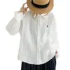 Camisa Blanca Bordada Estilo Old Money para Mujer, Blusa de Lino Nueva de Verano 2026, Chaqueta Fina de Manga Larga para Aire Acondicionado