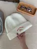 Gorro de Lana Bordado con Cachorro Lindo Yuanqi Dingzouxou para Mujer, Gorro de Punto Cálido de Invierno con Circunferencia de Cabeza Grande y Protección para los Oídos para Hombre