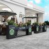 Jardinera de flores de acero inoxidable para exteriores, combinación de jardinera de hierro forjado, macetero municipal, departamento de ventas, jardinera comercial de hierro forjado, valla