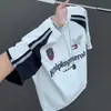 Camiseta de Estilo Jersey Bloque de Color Estilo Americano para Hombre, Diseño de Estampado de Letras de Verano, Manga Corta Deportiva Resistente para Motociclista