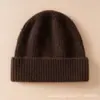 Gorro Quente de Inverno 100% Caxemira, Gorro de Tricô Espesso de Quatro Fios Unissex, Gorro à Prova de Frio para Orelhas para Uso Externo