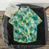 Camisa Floral Masculina Manga Curta Camisa Branca Coreana Moda Bonita Casual Verão Fina Havaiana Duffian Bonita Meia Manga Solta