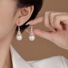 Pendientes de Perla Dorada Champagne Transfronterizos Pendientes Coreanos de Alta Gama Lujo Ligero Pendientes Largos Elegantes de Celebridad con Perlas para Mujer