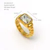 Anillo de Acero Inoxidable con Hilo, Diamante Único, Textura Vintage e Incrustación de Circonita, Anillo Versátil de Lujo Ligero, Moda Transfronteriza Europea y Americana