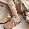 Calcetines de Lana para Mujer de Longitud Media Color Sólido Cordones Estilo Japonés Calcetines Apilados Zhuji Otoño e Invierno Nuevos Calcetines para Mujer Simples Marrón Estilo Coreano