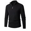 Nueva colección Otoño/Invierno 2026: Suéter de punto para hombre, estilo europeo y americano, de manga larga, con rayas verticales, cuello alto y cierre de cremallera