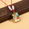Novo Pingente de Buda Thangka Colar de Vidro Amuleto com Textos Budistas, Joia Retrô Estilo Étnico, Direto da Fábrica