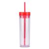 Taza de Agua de Moda Estilo Ins Europeo y Americano Taza Delgada de Doble Capa con Popote Taza Transparente Recta con Popote Taza de Agua de Doble Capa