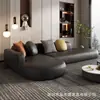 Sofá rinconero grande para sala de estar con forma única, chaise longue con forma de arco redondeado, sofá de cuero suave de algodón afelpado relleno de plumón