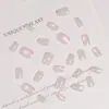 24 peças Borda Dourada Olho de Gato Curtas Gelo Branco Transparente Unhas Usáveis Moda Transfronteiriça ins Mesmo Estilo Adesivos de Arte para Unhas