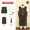 Novo Terno Estilo Chinês para Meninos com Bordado de Panda, Roupa Tradicional Chinesa para Crianças, Conjunto de Colete para Apresentação