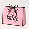 Bolsa de regalo de boda exclusiva transfronteriza para el Equipo de la Novia con lazo de cinta blanco y negro, bolsa de mano para fiesta
