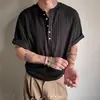 Camisa Henley de Malha Listrada de Manga Curta para Homem Estilo Old Money, Camiseta Fresca e Respirável de Verão, Elegante e Relaxada de Secagem Rápida com Meia Manga