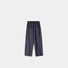 Pantalones casuales simples de color azul marino liso 100% cáñamo para mujer, nueva colección de otoño, pantalones rectos de alta densidad para mujer, verano FSY50603