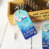 Nueva tarjeta de invitación para fiesta de cumpleaños y boda con etiqueta blanca impresa con diseño de cola de sirena en acuarela