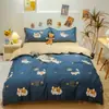 Conjunto de Roupa de Cama de Quatro Peças, Capa de Edredom Amiga da Pele, Lençol e Capa de Edredom Individuais para Dormitório de Estudante e Cama Infantil, Conjunto de Três Peças para Todas as Estações